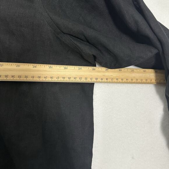 Baird McNutt Murano Linen Shirt Mens 2XB Black Mandarin Collar Button Up GUC - Picture 5 of 10